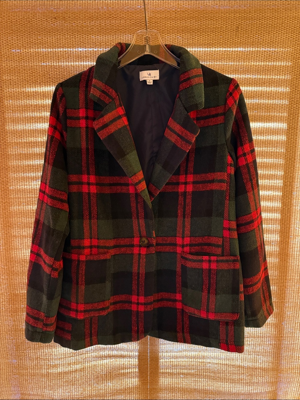 Urban Daizy Red & Green Plaid Blazer